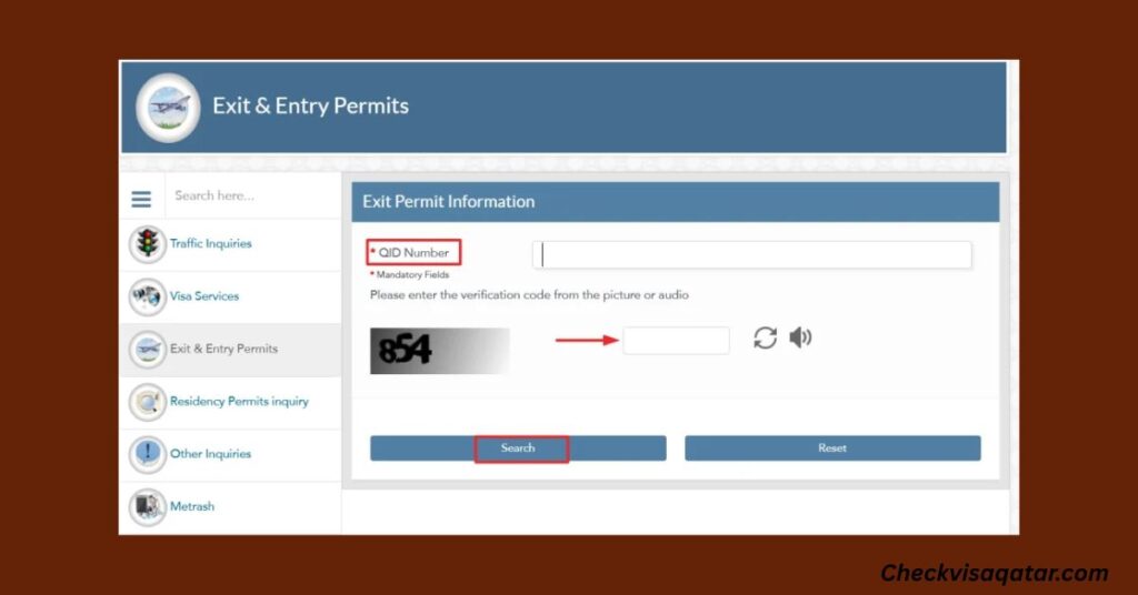 After that, enter your QID number and complete the captcha.