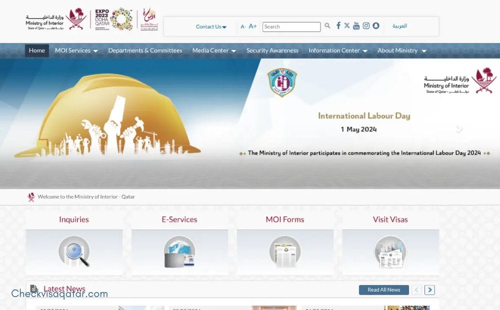 To check your exit permit in Qatar, visit the Ministry of Interior (MOI) Qatar website or open the Metrash2 app. Go to the “Inquiries” or “Visa Services” section, then select “Official Documents” or “Visa Inquiry & Printing” to view your permit details and status.